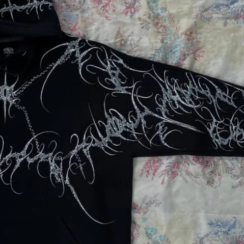 Gothic Punk Graffiti Zip Hoodie