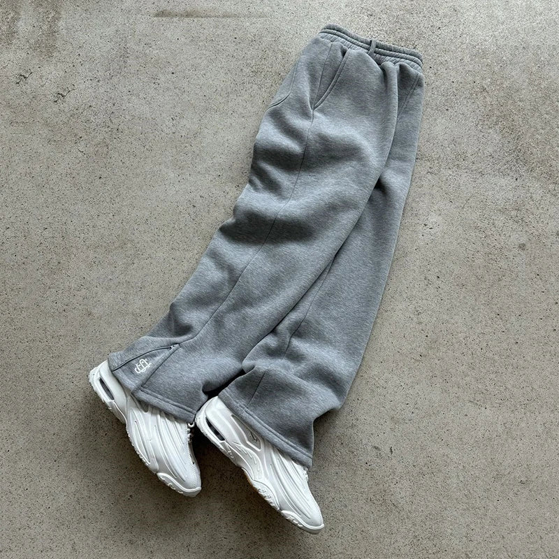 Urban Drawstring Zipper Sweatpants Relaxed Fit