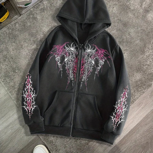 Dark Retro Zip Hoodie