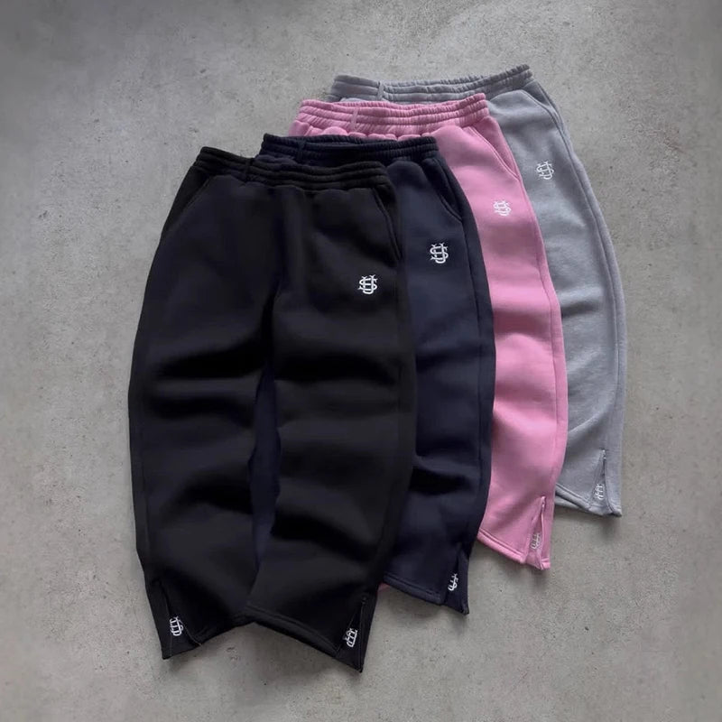 Urban Drawstring Zipper Sweatpants Relaxed Fit