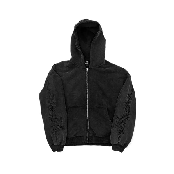 Urban Washed Embroidered Street Hoodie