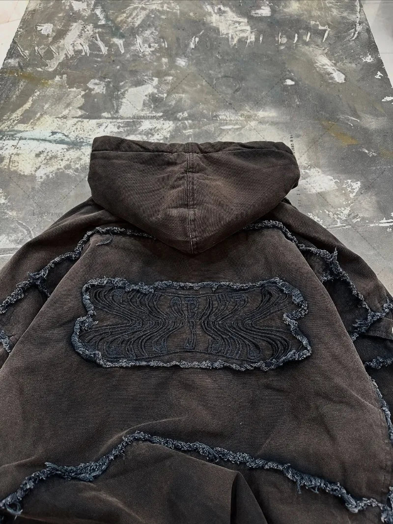 Punk Street Patchwork Zipper Hoodie