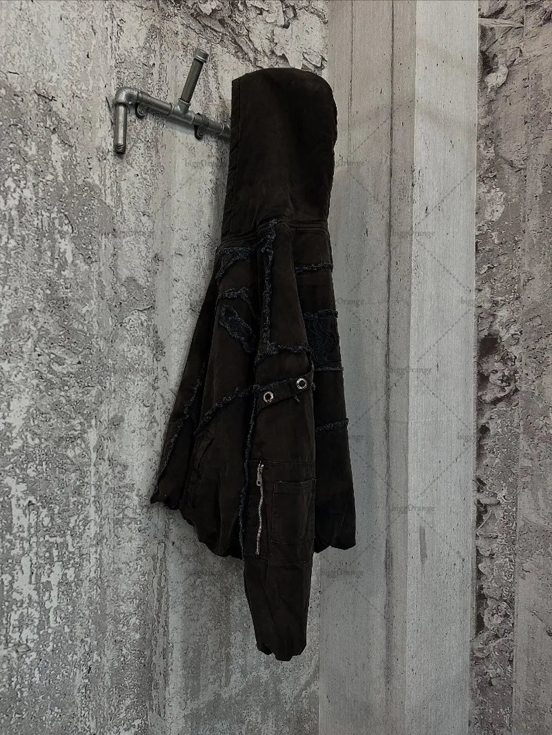 Punk Street Patchwork Zipper Hoodie