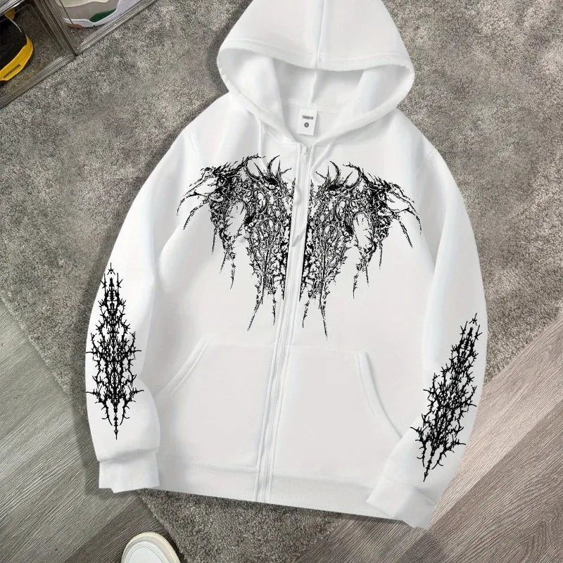 Dark Retro Zip Hoodie